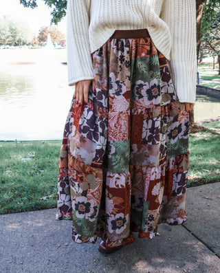 Bountiful Harvest Ruffle Skirt • Brown Floral