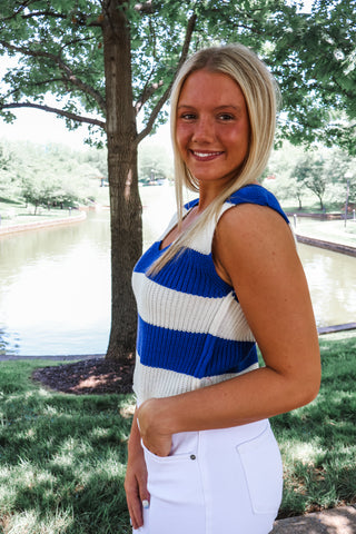 Summer Sale 24 • Blue Striped Knit Top - FINAL SALE