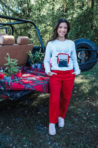 Bah Humbug Cat Graphic Tee • Light Grey