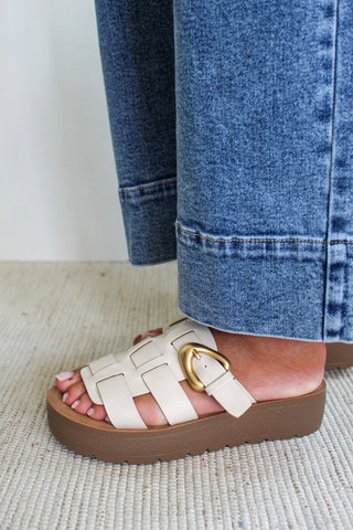 Penelope Buckle Strap Sandal • Ivory