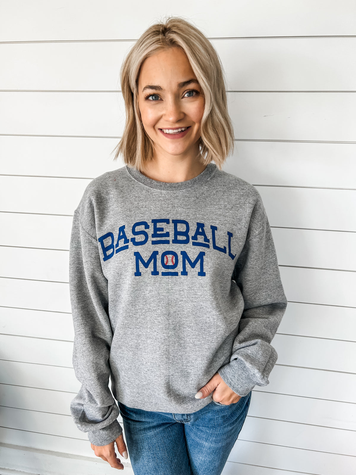 Baseball Mom Graphic Sweatshirt • Heather Grey