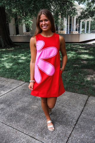 Petal Power Shift Dress • Red
