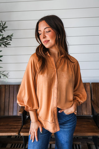 Rodeo Romance Satin Top • Pumpkin