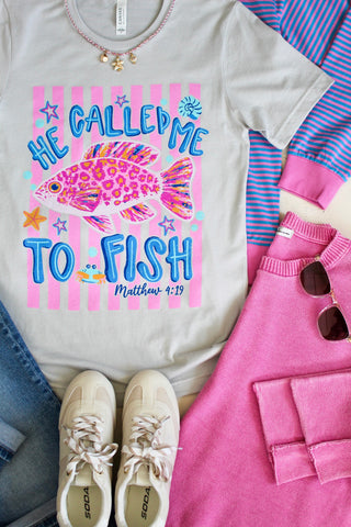 He Called Me To Fish Graphic Tee • Silver