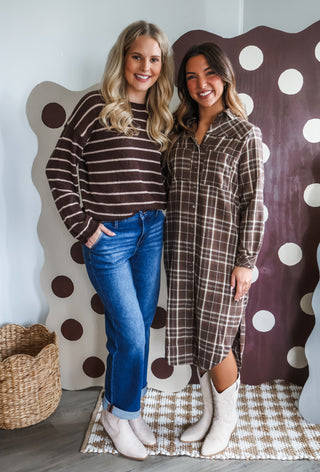 Fall Farmhouse Shirtdress • Brown Plaid