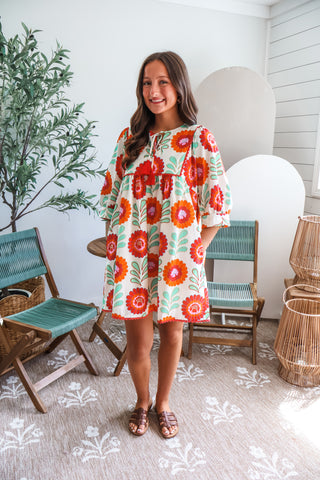 Flower Power Pocket Dress • Cream Multi