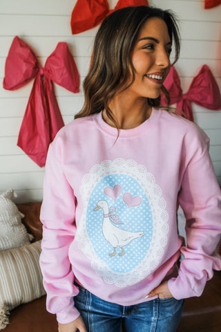 Love You Silly Goose Graphic Sweatshirt • Pink