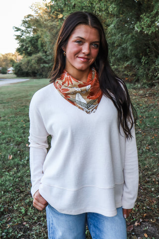 Rustic Florals Silk Scarf • Camel