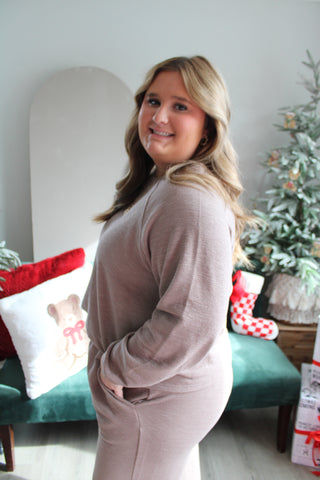 Home For The Holidays Pant Set • Mocha - PLUS