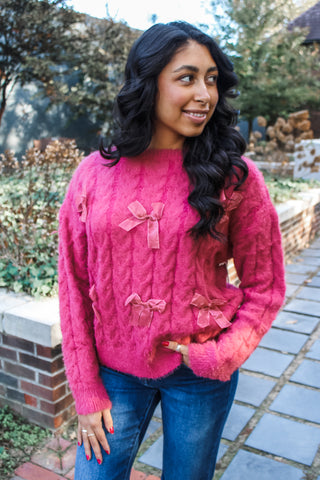Warmest Wishes Bow Sweater • Berry - FINAL SALE