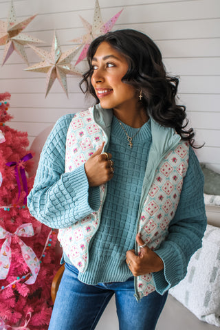 Winter Wonderland Floral Vest • Sage