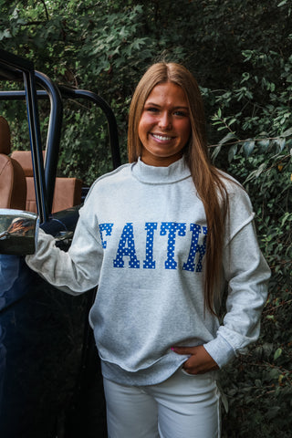 Faith/Cross Reversible Pullover • White/Ash Grey