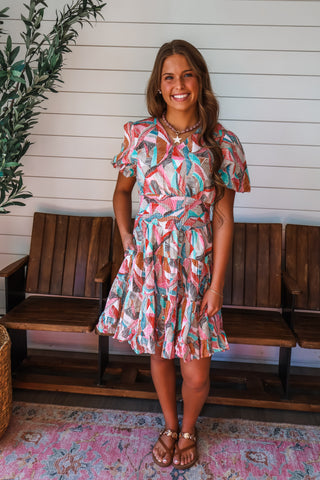 Colorful Paradise Pocket Dress • Red Multi