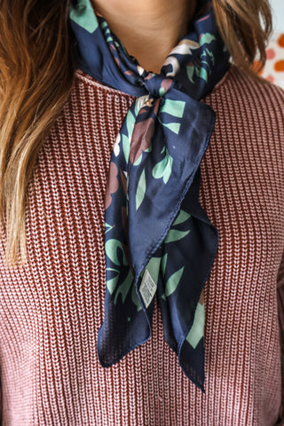 Late Blooms Silk Scarf • Midnight