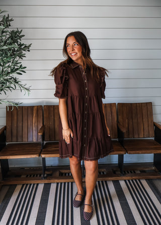Fall Frills Ruffle Dress • Dark Chocolate