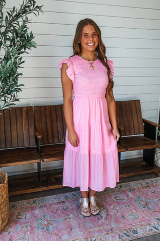 Beautiful Bliss Ruffle Midi • Pink