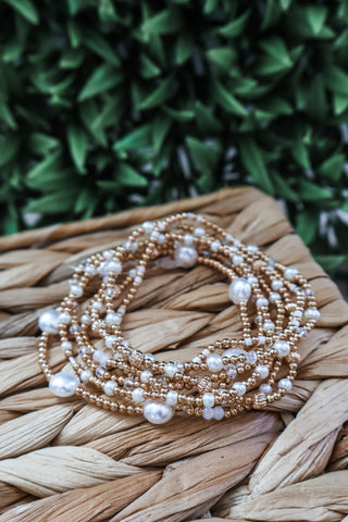 Pretty In Pearls Bracelet Set • Gold