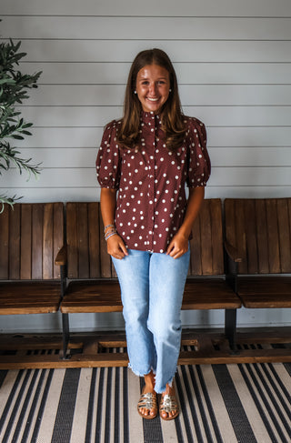 Pixie Polka Dot Top • Merlot
