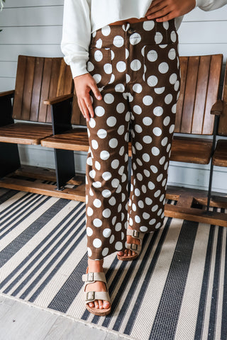 Dotted Line Denim Pants • Chocolate