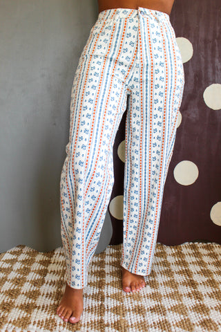 Poppy Printed Wide Leg Pants • Cream