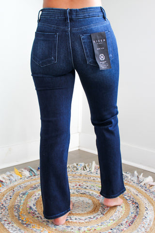 Molly Mid Rise Straight | Tummy Control • Dark Indigo