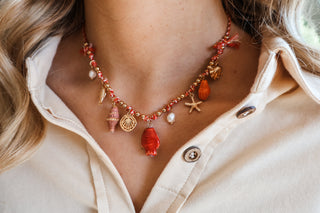 Coastal Charm Braided Necklace • Red Mix
