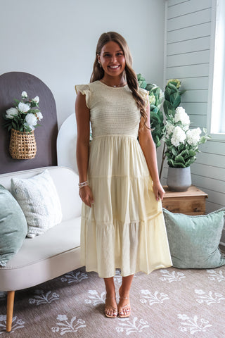 Beautiful Bliss Ruffle Midi • Iced Lemon