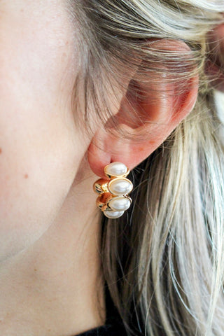 Classic Celebration Hoop Earrings • Pearl