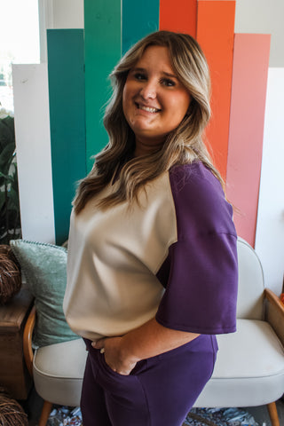 Split Personality Colorblock • Plum/Cream - PLUS - FINAL SALE