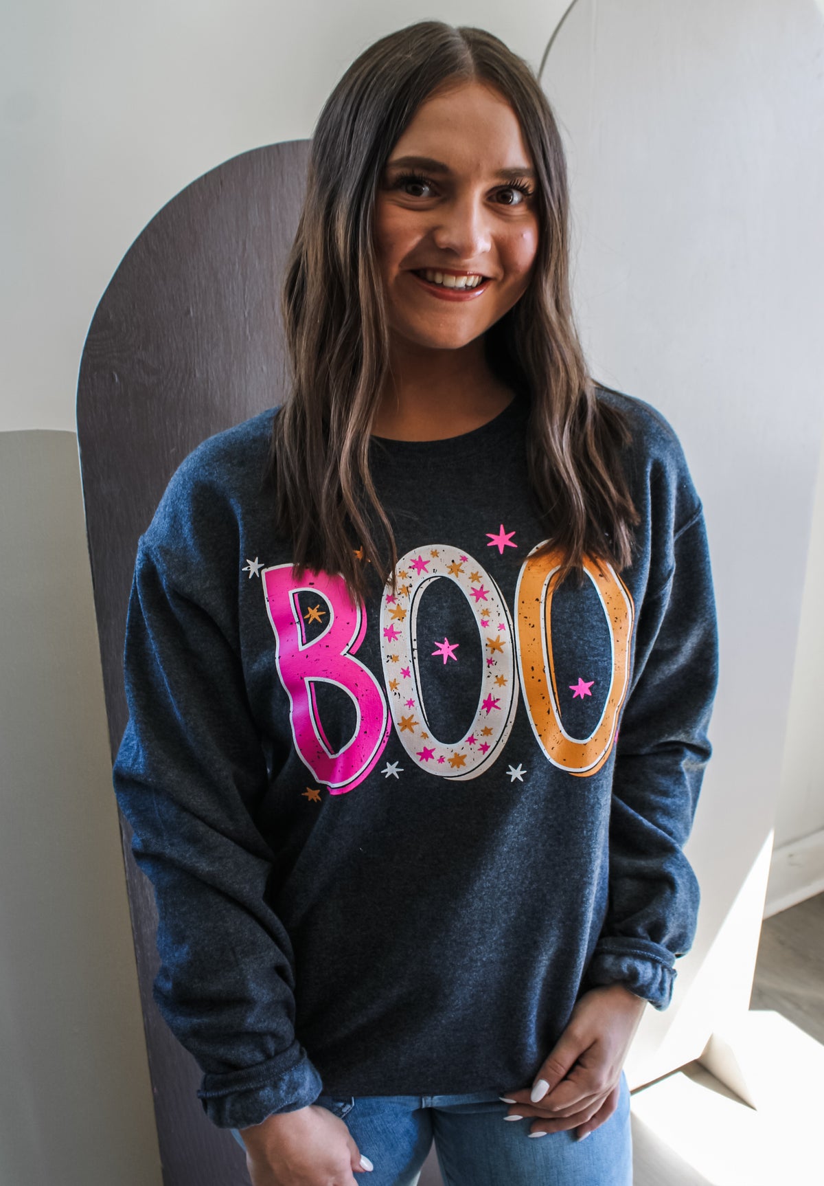 Bewitched Boo Graphic Sweatshirt • Charcoal Grey