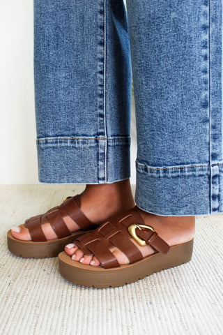 Penelope Buckle Strap Sandal • Brown