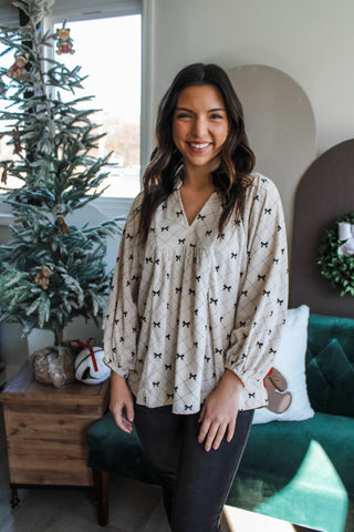Charm & Cheer Bow Top • Vanilla Latte