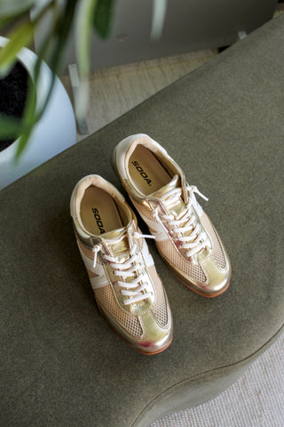 Mavis Mesh Panel Sneaker • Gold