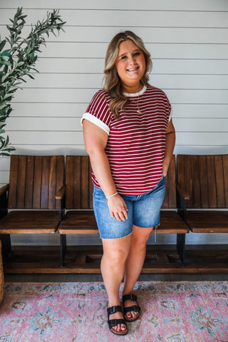 Cute & Carefree Stripes • Wine - PLUS