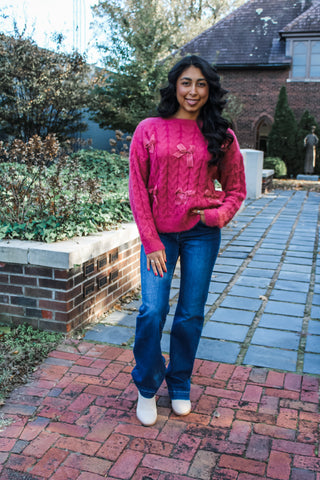 Warmest Wishes Bow Sweater • Berry - FINAL SALE
