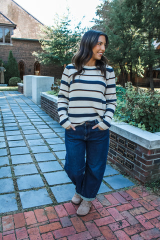 Cabin Fever Striped Sweater • Navy
