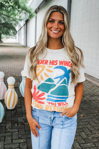 Under His Wings You Will Find Refuge Graphic Tee • Cream