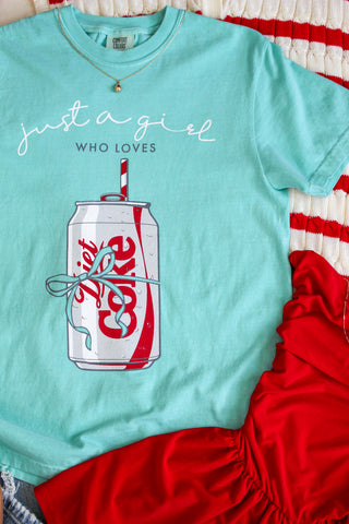 Just A Girl Who Loves Diet Coke Graphic Tee • Turquoise