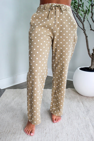 Ophelia Polka Dot Denim Pants • Tan