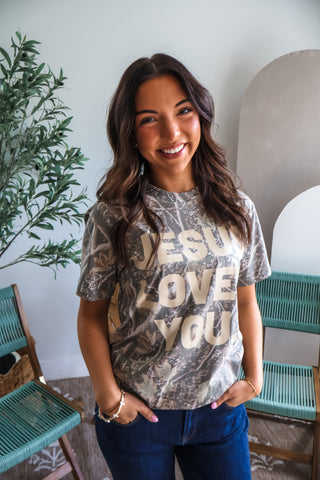 Jesus Loves You Graphic Tee • Camo
