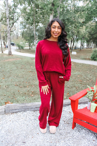 Home For The Holidays Pant Set • Maroon