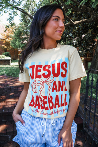 Jesus And Baseball Graphic Tee • Butter Yellow