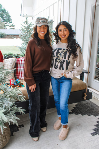 Leopard Lightning Kentucky Graphic Sweatshirt • Latte