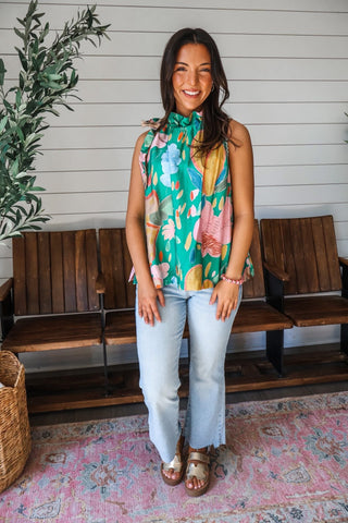 Tropical Twist Ruffle Top • Green - FINAL SALE