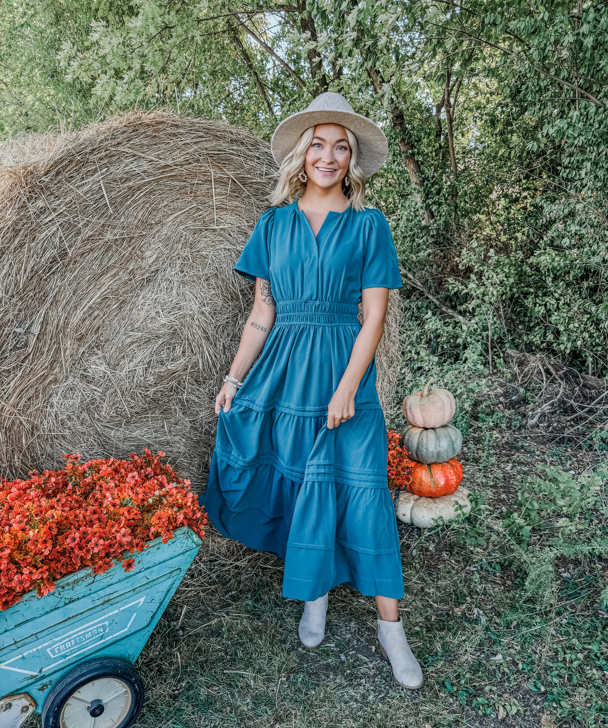 Beyond Impressed Pocket Dress • Teal