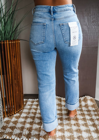 Mae Cuffed Straight Leg | Tummy Control • Light Wash