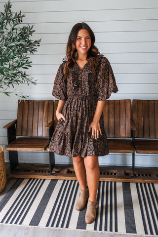 Magnolia Market Ruffle Dress • Black Floral