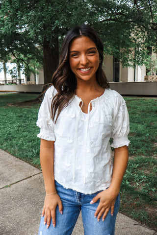 Moonflower Embroidered Top • White