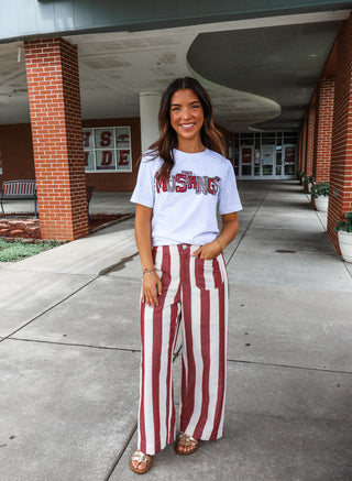 Sideline Striped Pants • Cream/Red