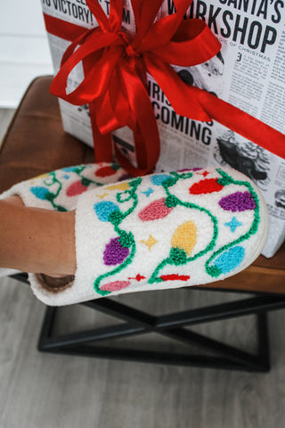 Twinkling Lights Cozy Slippers • Cream